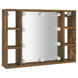 Helloshop26 Armoire à miroir avec led 76 x 15 x 55 cm chêne fumé 02_0006662