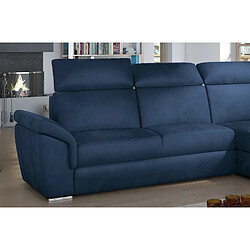 Acheter VENESETTI Canapé d'angle convertible en tissu velours Prestige, bleu, 5 places, angle droit (vu de face) - TRESOR