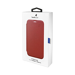 Avis BEETLECASE Étui Folio pour iPhone X/iPhone XS en Cuir avec Dos Transparent et Porte-Cartes Rouge