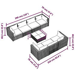 Acheter vidaXL Salon de jardin 8 pcs avec coussins résine tressée marron