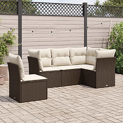 Maison Chic Salon de jardin avec coussins 5 pcs | Ensemble de Table et chaises | Mobilier d'Extérieur marron résine tressée -GKD80694