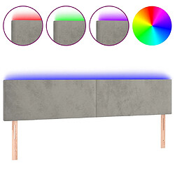 vidaXL Tête de lit à LED Gris clair 200x5x78/88 cm Velours