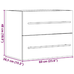 vidaXL Armoire d'évier Gris béton 60x38,5x48 cm Aggloméré pas cher