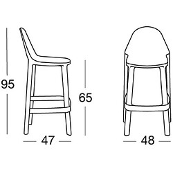 Scab Tabouret de bar Lot de 4 tabourets de bar Piu blanc hauteur 65cm