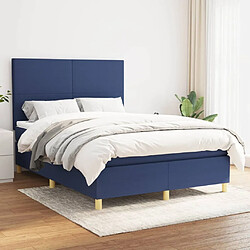 Maison Chic Lit adulte- Lit + matelas,Sommier à lattes de lit avec matelas Bleu 140x200 cm Tissu -GKD34167