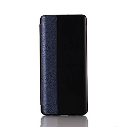 Wewoo Coque Rigide Litchi Smart Phone Holster pour Huawei P20 avec fonction répondeur et veille / réveil bleu