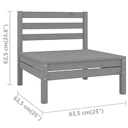 Acheter vidaXL Canapé central de jardin gris bois de pin massif