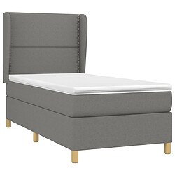 Avis Maison Chic Lit Adulte - Lit simple Lit à sommier tapissier avec matelas moelleux - Meuble de Chambre - Gris foncé 100x200cm Tissu -MN22863