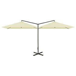 vidaXL Parasol de jardin double avec mât en acier Sable 600x300 cm