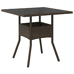 Avis vidaXL Ensemble à manger de jardin et coussins 3pcs marron rotin verre