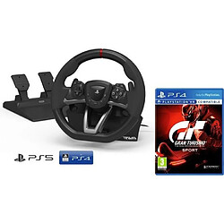 Hori Volant et pédales Sony Playstation 4 sous licence Playstation 4/5 [Nouveau modèle compatible avec PS4/PS5] + Gran Turismo Sport GT