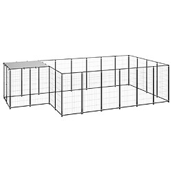 Helloshop26 Chenil extérieur cage enclos parc animaux chien 8,47 m² 110 cm acier noir 02_0000558