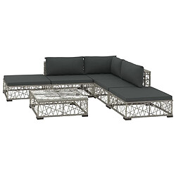 Maison Chic Salon de jardin 6 pcs + coussins - Mobilier/Meubles de jardin - Table et chaises d'extérieur Résine tressée Gris -MN91396