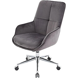 Decoshop26 Chaise de bureau pivotante fauteuil avec accoudoirs réglable en hauteur velours gris foncé BUR04101