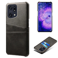 Coque en TPU + PU antichoc, anti-rayures avec porte-cartes, noir pour votre Oppo Find X5 Pro