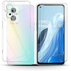 Coque Silicone Transparente + Vitre Protection Ecran Pour Oppo Reno 8 Lite 5G Little Boutik®