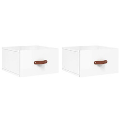 Maison Chic Lot de 2 Tables de Chevet murales - Tables de Nuit blanc brillant 35x35x20 cm