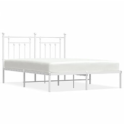 Maison Chic Lit adulte 140x200cm- Cadre de lit métal avec tête de lit pour chambre blanc -MN73773