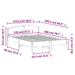 Vidaxl Cadre de lit avec tête de lit 120x200 cm bois de pin massif pas cher