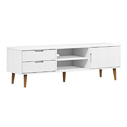 Maison Chic Meuble TV scandinave - Banc TV pour salon MOLDE Blanc 158x40x49 cm Bois de pin massif -MN62815