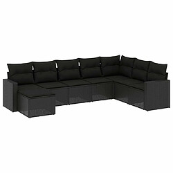 Maison Chic Salon de jardin 8 pcs avec coussins | Ensemble de Table et chaises | Mobilier d'Extérieur noir résine tressée -GKD92177