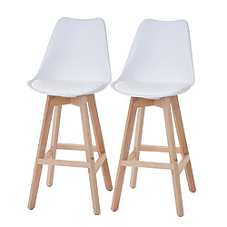 Decoshop26 Lot de 2 tabourets de bar style scandinave blanc TDB04019