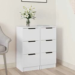 Maison Chic Lot de 2 Commode Buffet - Meuble de rangements Blanc 30x30x70 cm Bois d'ingénierie -GKD28540