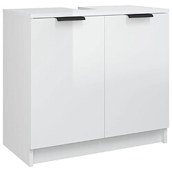 Maison Chic Armoire de salle de bain,Meuble de rangement,Meuble haut Blanc brillant 64,5x33,5x59 cm -GKD286238