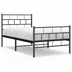 Maison Chic Lit adulte - Lit simple Cadre de lit métal avec tête de lit/pied de lit,Structure du lit Contemporain pour chambre noir 90x200 cm -MN41762