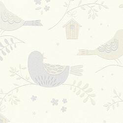 As Creation A.S. Création papier peint oiseaux beige et gris