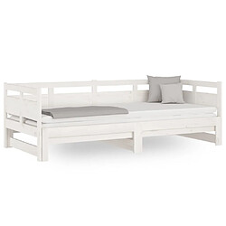 Maison Chic Lit d'appoint Blanc Bois de pin solide 2x(90x190)cm,Lit coulissant Lit de repos -GKD87163