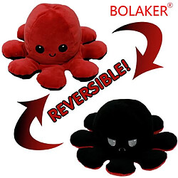 RedMiter Poulpe en peluche réversible BOLAKER 20cm, Noir rouge