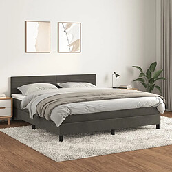 Maison Chic Lit Adulte - Lit simple Lit à sommier tapissier et matelas moelleux - Meuble de Chambre - Gris foncé 180x200cm Velours -MN77468