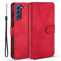 Dg.Ming Etui en PU Style rétro avec support rouge pour votre Samsung Galaxy S21 FE