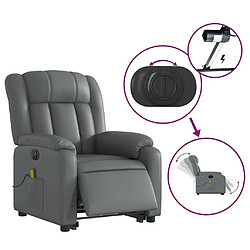 Maison Chic Fauteuil Relax pour salon, Fauteuil inclinable de massage électrique gris similicuir -GKD54755 pas cher