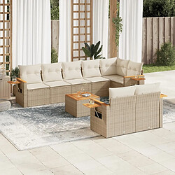 Maison Chic Salon de jardin avec coussins 9 pcs | Ensemble de Table et chaises | Mobilier d'Extérieur beige résine tressée -GKD88460