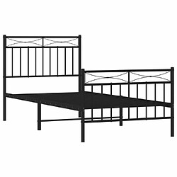 Acheter Maison Chic Lit adulte - Lit simple Cadre de lit métal avec tête de lit/pied de lit,Structure du lit Contemporain pour chambre noir 90x200 cm -MN66191