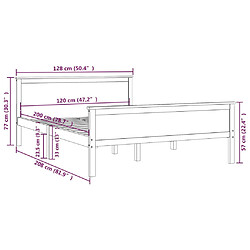 vidaXL Cadre de lit sans matelas marron miel pin massif 120x200 cm pas cher