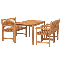 Avis Salle à dîner de jardin 4 pcs,Table et chaise à manger Bois de teck massif -MN25238