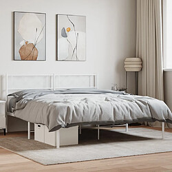 Maison Chic Lit adulte 140x200cm- Cadre de lit métal avec tête de lit pour chambre blanc -MN20635