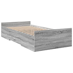 Vidaxl Cadre de lit et tiroirs sonoma gris 90x190 cm bois d'ingénierie