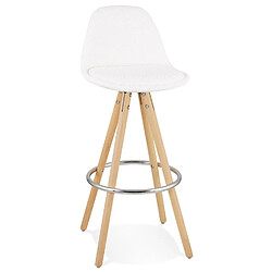 Alterego Tabouret de bar 'FLORENCE' en tissu bouloché blanc style scandinave