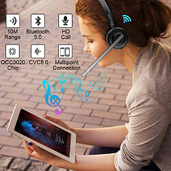 El Contente Casque Bluetooth pour centre d'appels, casque d'écoute avec micro pour PC et ordinateur portable