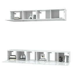 Acheter Maison Chic Ensemble de meubles TV 5 pcs | Banc TV Moderne pour salon | Meuble de Rangement - Blanc brillant Bois d'ingénierie -MN77242