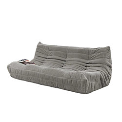 SoftEva Togo gris clair canapé trois places sans assemblage, mousse double confort, soutien ergonomique du corps entier