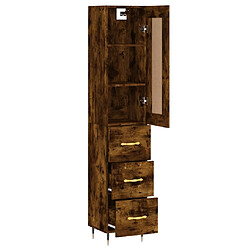 Avis vidaXL Buffet haut Chêne fumé 34,5x34x180 cm Bois d'ingénierie