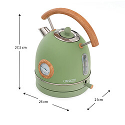 Acheter Bouilloire Caprizze Nara 2200 W en Acier Inoxydable avec Thermomètre Intégré Capacité 1,8 L Vert Mat et Effet Bois