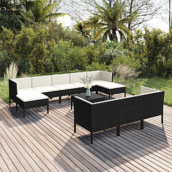 Maison Chic Salon de jardin 11pcs + coussins - Mobilier/Meubles de jardin - Table et chaises d'extérieur Résine tressée Noir -MN86015