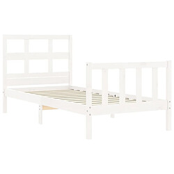 Maison Chic Lit adulte - Cadre Structure de lit avec tête de lit Contemporain blanc 90x200 cm bois massif -MN48379 pas cher