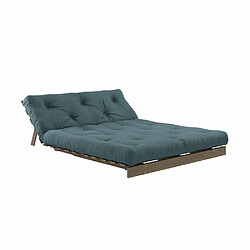 Inside 75 Canapé convertible futon ROOTS pin carob brown matelas petrol blue couchage 140x200 cm